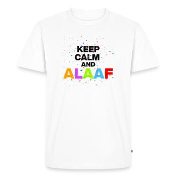 RESTEZ CALMES ET ALAF ! LUNDI GRAS ET CARNAVAL NOIR - T-shirt Premium bio Homme - blanc - Devant - Nico (187cm)