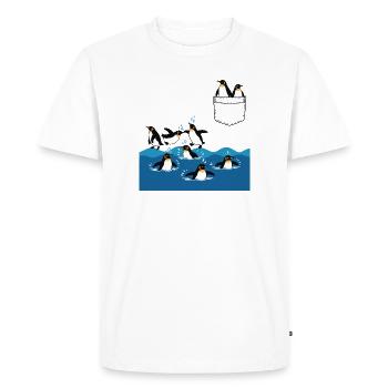 Penguin Jump Into The Water Pocket Design - T-shirt Premium bio Homme - blanc - Devant - Nico (187cm)