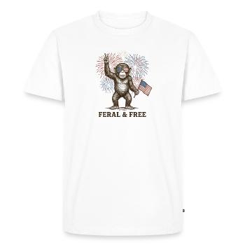 Singe sauvage et libre – Photo patriotique drôle - T-shirt Premium bio Homme - blanc - Devant - Nico (187cm)