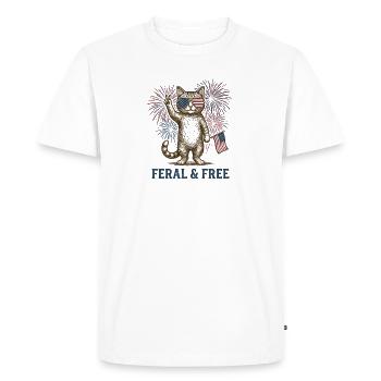 Chat sauvage et libre – Chat patriotique drôle - T-shirt Premium bio Homme - blanc - Devant - Nico (187cm)