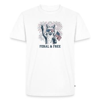 Wild and Free Fox – Funny Patriotic F - Men's Premium Organic T-Shirt - white - Front - Nico (187cm)