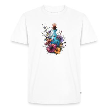Flower bottle in a blaze of colour - Men's Premium Organic T-Shirt - white - Front - Nico (187cm)