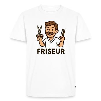Cartoon Salon de coiffure Vintage - T-shirt Premium bio Homme - blanc - Devant - Nico (187cm)