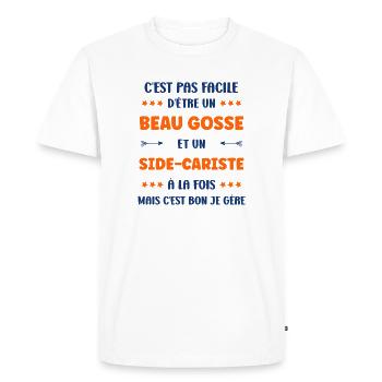 Beau gosse et sidecariste à la fois - T-shirt Premium bio Homme - blanc - Devant - Nico (187cm)