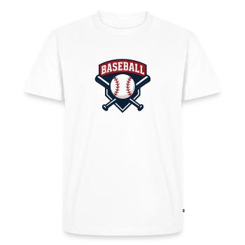 Baseball Emblem Shield with Ball - Men's Premium Organic T-Shirt - white - Front - Nico (187cm)