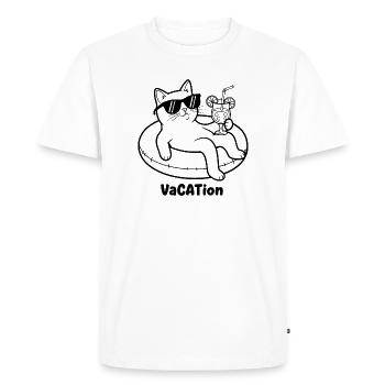 Vacances pour chat au bord de la piscine VaCATtion - T-shirt Premium bio Homme - blanc - Devant - Nico (187cm)