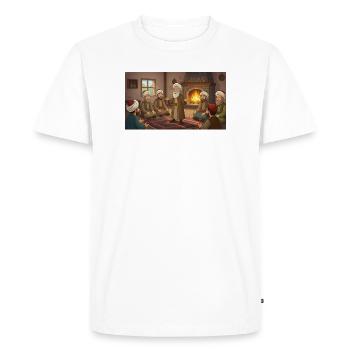 Sagesse près de la cheminée : Le sage narrateur - T-shirt Premium bio Homme - blanc - Devant - Nico (187cm)