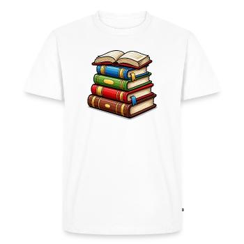 Pile de livres livres - T-shirt Premium bio Homme - blanc - Devant - Nico (187cm)