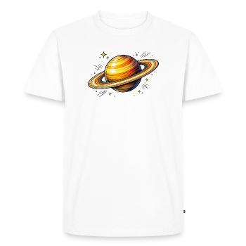 Planet Saturn - Men's Premium Organic T-Shirt - white - Front - Nico (187cm)