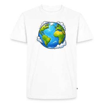Earth World Planet - Men's Premium Organic T-Shirt - white - Front - Nico (187cm)