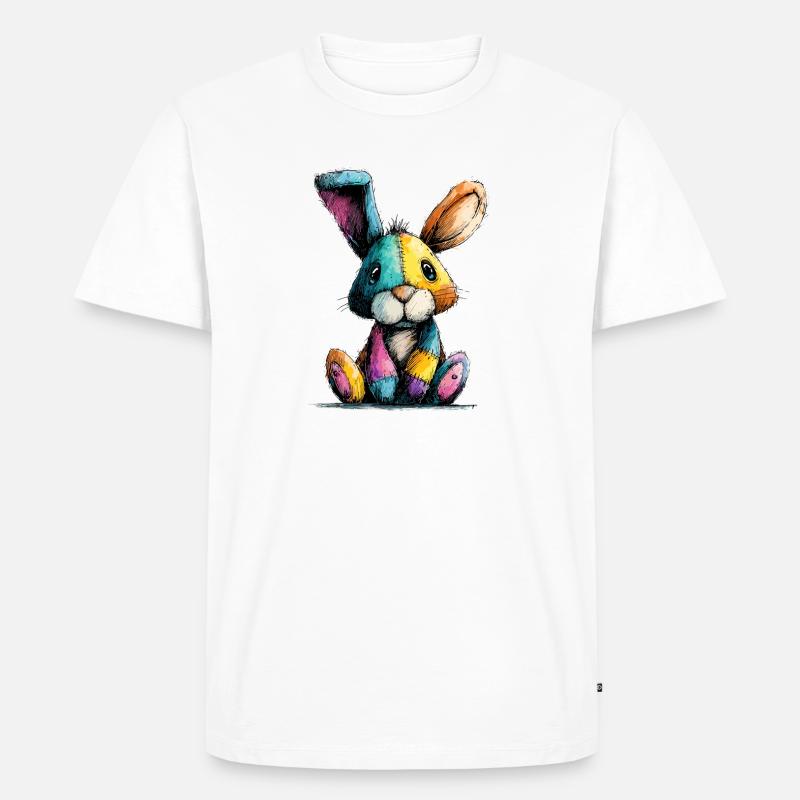 Patchwork Häschenbunt - Männer Premium Bio T-Shirt - Weiß