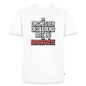 Conception de flûtes à bec de l’Orchestre de la Vie - T-shirt Premium bio Homme - blanc - Devant - Nico (187cm)