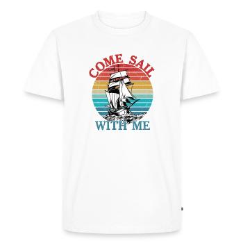 Viens naviguer avec moi Capitaine Marin - T-shirt Premium bio Homme - blanc - Devant - Nico (187cm)