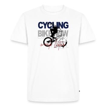 Cycling Now – Work Later - Men's Premium Organic T-Shirt - white - Front - Nico (187cm)