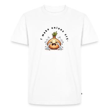 Je fais pleurer les oignons – Drôle de dicton-cuisine - T-shirt Premium bio Homme - blanc - Devant - Nico (187cm)