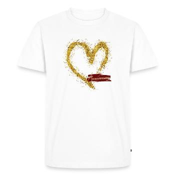 Illustration de l’anniversaire de l’éclat de cœur d’or - T-shirt Premium bio Homme - blanc - Devant - Nico (187cm)