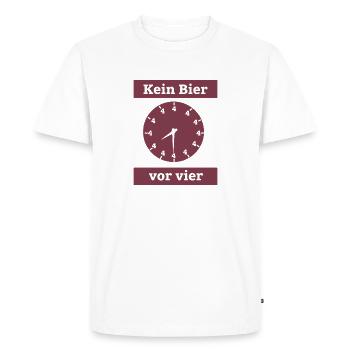 No Beer Before Four – Funny Clock Drinker's Saying - Men's Premium Organic T-Shirt - white - Front - Nico (187cm)