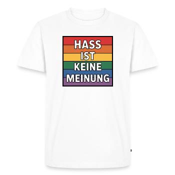 Hate is not an opinion - Antifa Tee - Men's Premium Organic T-Shirt - white - Front - Nico (187cm)