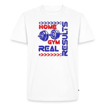 Home Gym Real Results T-shirt - Men's Premium Organic T-Shirt - white - Front - Nico (187cm)