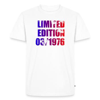 50e anniversaire Édition limitée 03/1976 - T-shirt Premium bio Homme - blanc - Devant - Nico (187cm)
