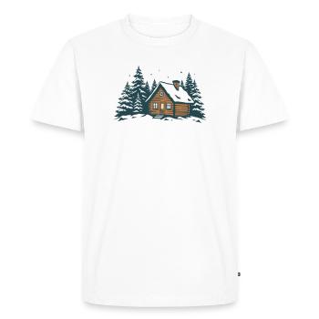 Winter Forest Hut - Men's Premium Organic T-Shirt - white - Front - Nico (187cm)