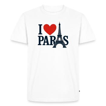 I Love Paris Eiffel Heart - T-shirt Premium bio Homme - blanc - Devant - Nico (187cm)