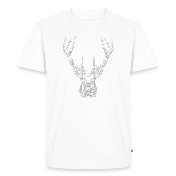 Cerf Tech – Cerf géométrique en gris - T-shirt Premium bio Homme - blanc - Devant - Nico (187cm)