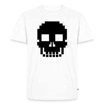 Pixel Totenkopf Skull Retro Game Over - Men's Premium Organic T-Shirt - white - Front - Nico (187cm)
