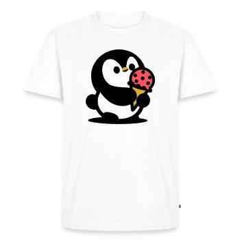Kleiner Pinguin mit Eis - Men's Premium Organic T-Shirt - white - Front - Nico (187cm)