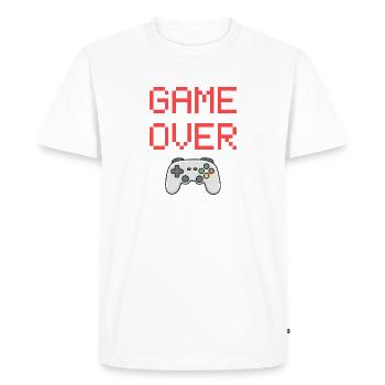 Game Over – Gamer Controller T-Shirt - T-shirt Premium bio Homme - blanc - Devant - Nico (187cm)