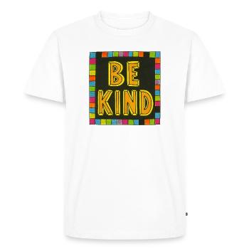 Be Kind Mosaic Border Bold Letters - Men's Premium Organic T-Shirt - white - Front - Nico (187cm)
