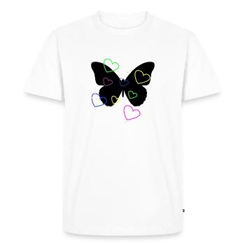 Cœurs Néon Multicolore sur Papillon  - T-shirt Premium bio Homme - blanc - Devant - Nico (187cm)