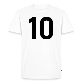 10. 10 ANS. 10e ANNIVERSAIRE. ANNIVERSAIRE 10 ANS. - T-shirt Premium bio Homme - blanc - Devant - Nico (187cm)