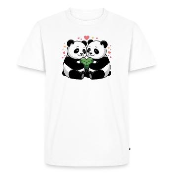 Couples de pandas amoureux - T-shirt Premium bio Homme - blanc - Devant - Nico (187cm)