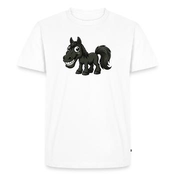 Sourire de cheval noir fou de dessin animé - T-shirt Premium bio Homme - blanc - Devant - Nico (187cm)