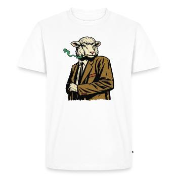 Sheep in suit with cigarette - Men's Premium Organic T-Shirt - white - Front - Nico (187cm)
