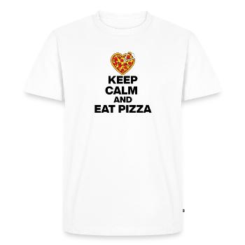 RESTE CALME ET MANGE DE LA PIZZA, CADEAU 🍕 DE TOXICOMANE DE PIZZA - T-shirt Premium bio Homme - blanc - Devant - Nico (187cm)