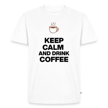 RESTE CALME ET BOIS UN CAFÉ, CADEAU DE JUNKIE AU CAFÉ - T-shirt Premium bio Homme - blanc - Devant - Nico (187cm)