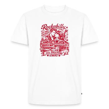 Valentine's Day Rockabilly HotRod Love Duo - Men's Premium Organic T-Shirt - white - Front - Nico (187cm)