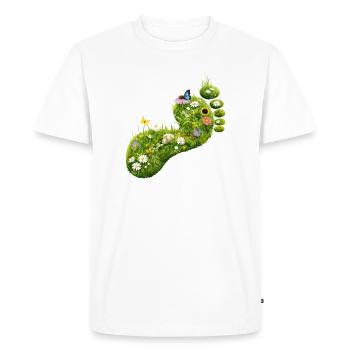 Green footprint of flowers and nature - Men's Premium Organic T-Shirt - white - Front - Nico (187cm)