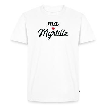 Ma Myrtille (d'Amour) Coeur Script - T-shirt Premium bio Homme - blanc - Devant - Nico (187cm)