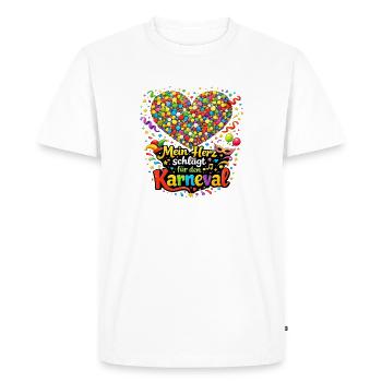 Mon cœur bat pour le carnaval Jecke Fasching - T-shirt Premium bio Homme - blanc - Devant - Nico (187cm)