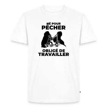 Cadeau Pêcheur Guadeloupe - T-shirt Pêcheur Gwada - T-shirt Premium bio Homme - blanc - Devant - Nico (187cm)