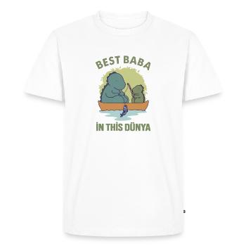 Best Baba in this Dünya – Sweet Dino Fishing - Men's Premium Organic T-Shirt - white - Front - Nico (187cm)