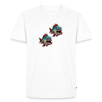 Piranha Deep Sea Fighter - Men's Premium Organic T-Shirt - white - Front - Nico (187cm)