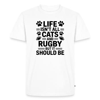 Dictons de rugby chats Rugby Cadeau drôle de rugby - T-shirt Premium bio Homme - blanc - Devant - Nico (187cm)