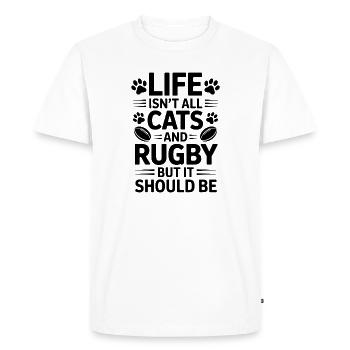 Dictons de rugby chats Rugby Cadeau drôle de rugby - T-shirt Premium bio Homme - blanc - Devant - Nico (187cm)