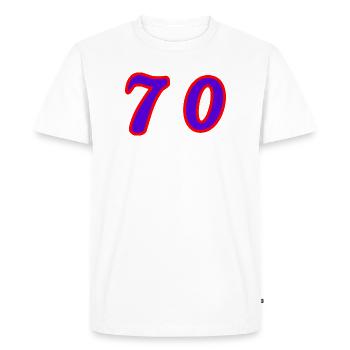 70. 70 YEARS. 70th ANNIVERSARY. 70 YEARS ANNIVERSARY. - Men's Premium Organic T-Shirt - white - Front - Nico (187cm)