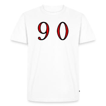 90. 90 ANS. 90e ANNIVERSAIRE. ANNIVERSAIRE 90 ANS. - T-shirt Premium bio Homme - blanc - Devant - Nico (187cm)