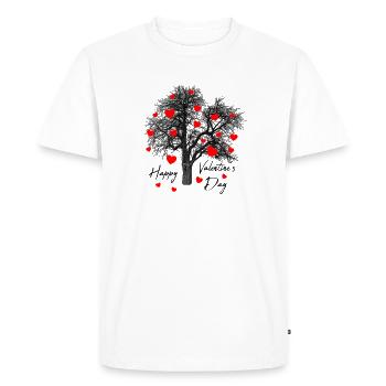 Red Hearts Tree with Hearts Valentine's Day Love - Men's Premium Organic T-Shirt - white - Front - Nico (187cm)